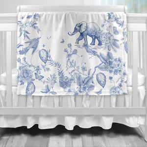 Blue Floral Elephant